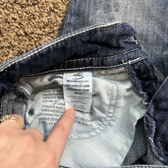 Silver Suki Surplus Capris Low-Rise Denim Jeans Size 26 - Picture 3 of 13